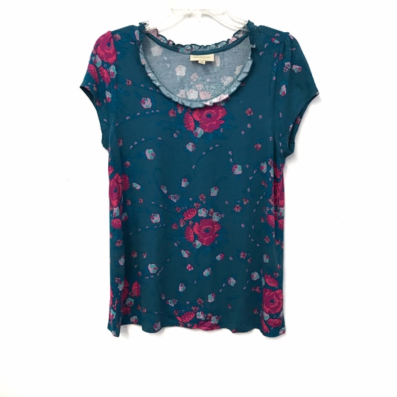 ModCloth Teal‎ Floral Blouse. Medium - Picture 1 of 5